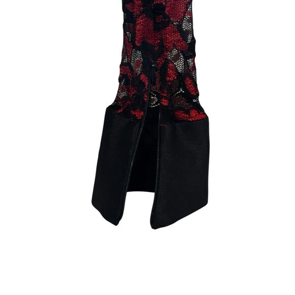 Vintage Cache Red Black Lace Zip Up Blouse Floral Vampire Goth Dark Romantic : S - Picture 6 of 14